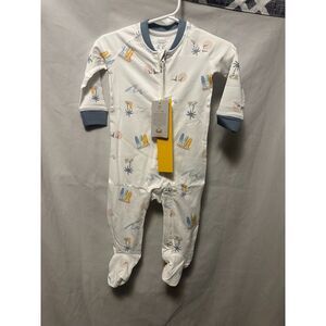NWT Nest Designs Bamboo One-Piece Zip Footed Sleeper Pastel Waves 3-6 Months